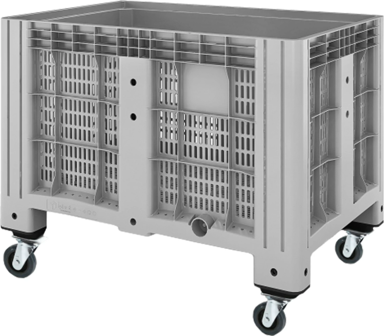 Контейнер 1200х800х913 мм перфорированный серый на колёсах купить в Самаре Контейнер 1200х800х913 мм перфорированный серый на колёсах купить в Самаре