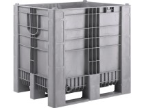 BoxPallet 1200х1000х1140 сплошной, на 3-х полозьях серый BoxPallet 1200х1000х1140 сплошной, на 3-х полозьях серый