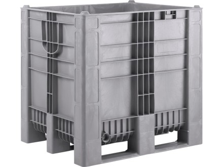BoxPallet 1200х1000х1140 сплошной, на 3-х полозьях серый купить в Самаре