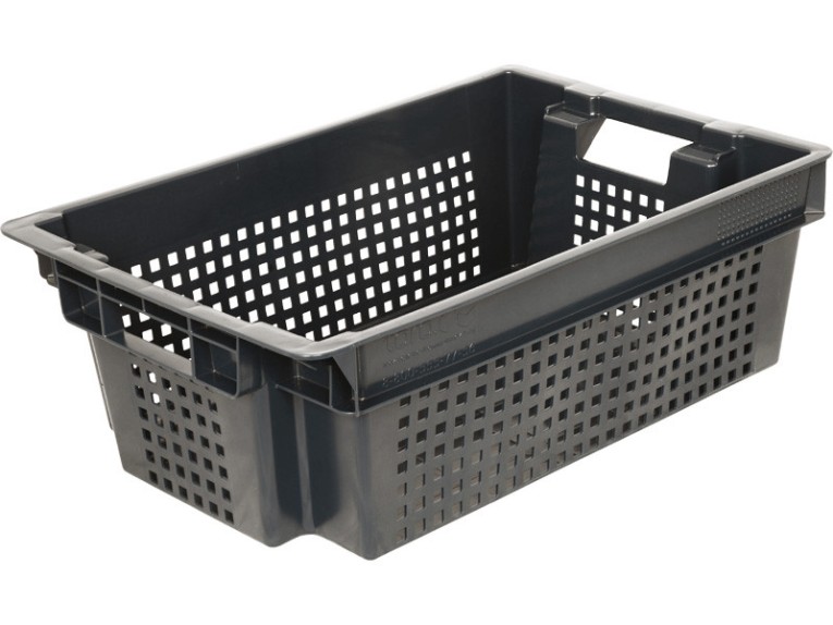 Ящик 600х400х200 1,5кг. дно сплошное, стенки перфорированные чёрный купить в Самаре Ящик 600х400х200 1,5кг. дно сплошное, стенки перфорированные чёрный купить в Самаре
