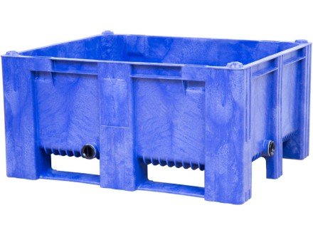 BoxPallet 1200х1000х580 мм сплошной на 2-х полозьях синий с 2 СП2 купить в Самаре