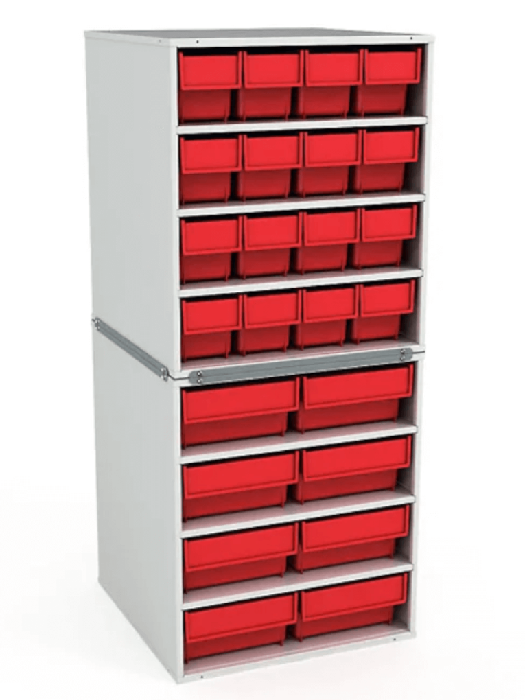 Стационарная кассетница ДиКом (на 2 яруса) с красными ящиками купить в Самаре Стационарная кассетница ДиКом (на 2 яруса) с красными ящиками купить в Самаре