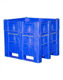 BoxPallet 1200х1000х1035 мм сплошной на полозьях синий BoxPallet 1200х1000х1035 мм сплошной на полозьях синий