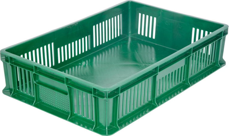 Ящик 600х400х140 мм дно сплош.стенки перф.без ручек зеленый купить в Самаре Ящик 600х400х140 мм дно сплош.стенки перф.без ручек зеленый купить в Самаре