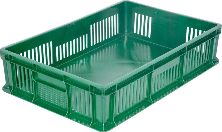 Ящик 600х400х140 мм дно сплош.стенки перф.без ручек зеленый купить в Самаре Ящик 600х400х140 мм дно сплош.стенки перф.без ручек зеленый купить в Самаре