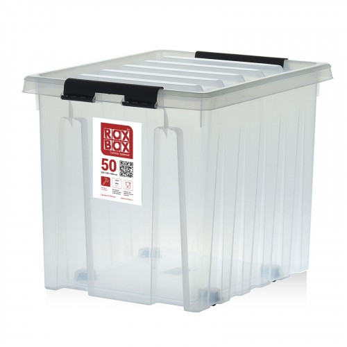 Контейнер Rox Box Original 50 (500х390х390 мм с крышкой и клипсами, на роликах, прозрачный) купить в Самаре