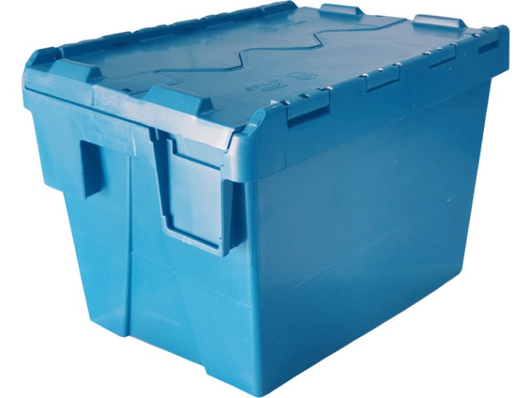 Ящик 400х300х306 сплошной, с крышкой синий купить в Самаре
