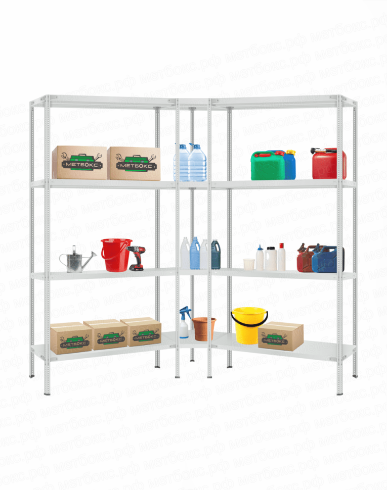 Стеллаж угловой 2000х1700х1700 (4 яруса глубиной 500мм) купить в Самаре Стеллаж угловой 2000х1700х1700 (4 яруса глубиной 500мм) купить в Самаре