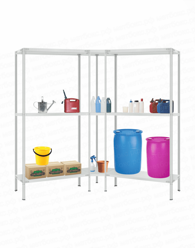 Стеллаж угловой 2000х1800х1800 (3 яруса глубиной 600мм) купить в Самаре Стеллаж угловой 2000х1800х1800 (3 яруса глубиной 600мм) купить в Самаре