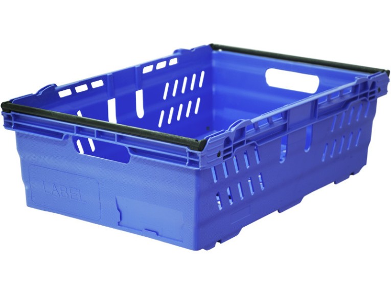 Ящик 600х400х197 со складываемыми ручками синий купить в Самаре