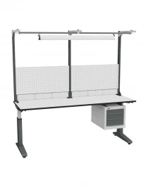Стол монтажный ДиКом СР-200-01, ESD Thermopal, регулировка винтом, экран Э2, с подвесной тумбой, со светильником