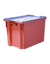 Ящик п/э 600х400х400 Safe PRO сплошной, цв. красный с синей крышкой